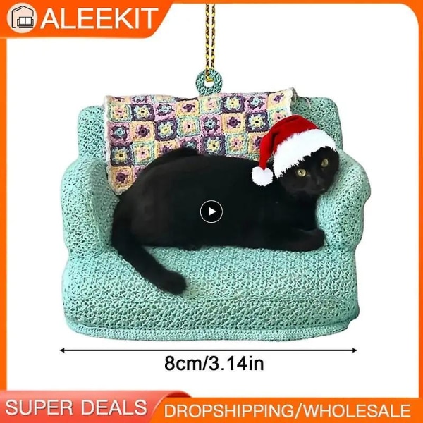 2023 Xmas Black Cat Riipus Joulujuhla koristeet Kissan koristelu Joulukuusi riippukoristeet Joulukoristeet 1 1pc