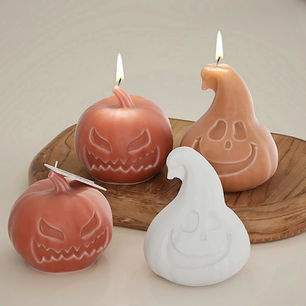 1/2x Smilings Græskar Lysforme Vrede Græskar Duftlys Silikoneforme Halloween Aromaterapi Epoxy Form Håndværk smiley face