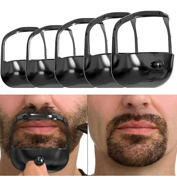 5 størrelser fippskjegg barberingsmal Skjeggguide Shaper skjeggforming og stylingmal for menn Black