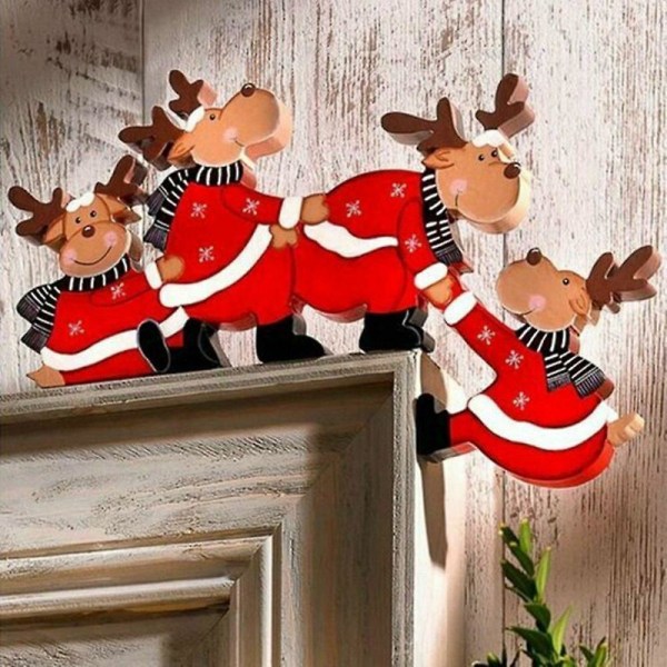 Julefest Dørkarm Dekorasjon Tre Ornament Nisse Elk Jul Dekorasjon B