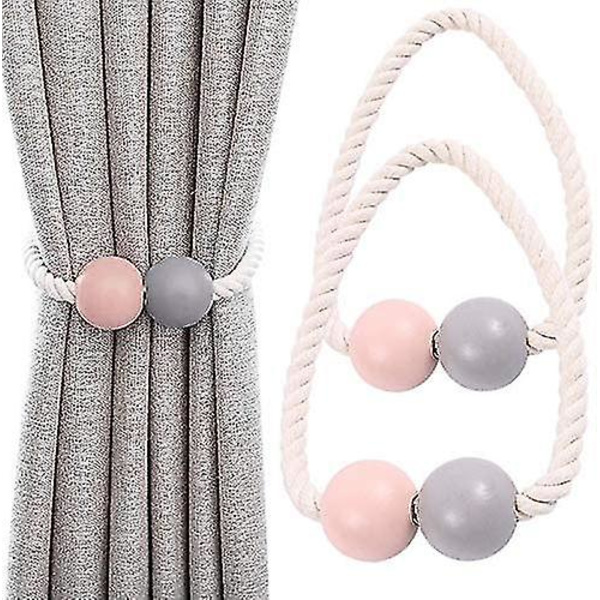 2-pakning magnetiske gardinholdere til gardiner, gardinholdere, gardinspenner, gardinklips i tre til hjemmet