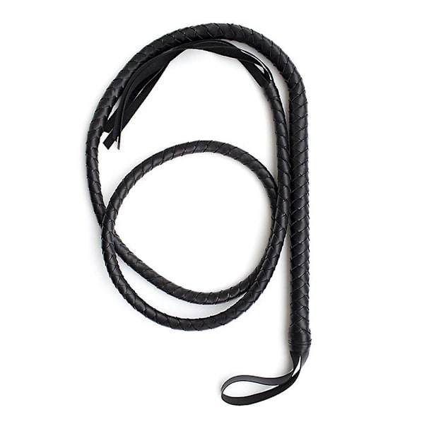 1,9 m Bull Whip Læder Og Ruskind Flettet Hestepiske (sort) Black Size 1