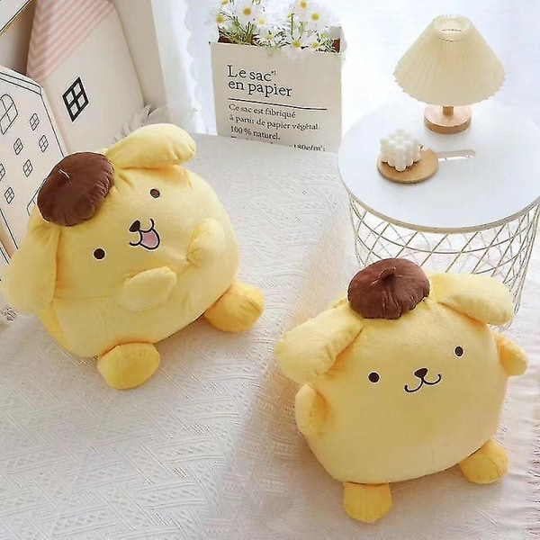 Jinzhaolai Sanrioed Cartoon Pom Pom Purin Dog Sitting Position Plush Toy Pillow Cute Anime Stuffed Plushie Soft Doll Children Birthday Gift