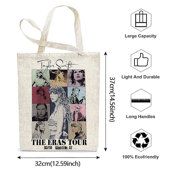 Taylor Swift The Eras Tour Canvas Indkøbspose Skulder Tote Shopper Tasker Gaver Til Ts Fans Musikelskere