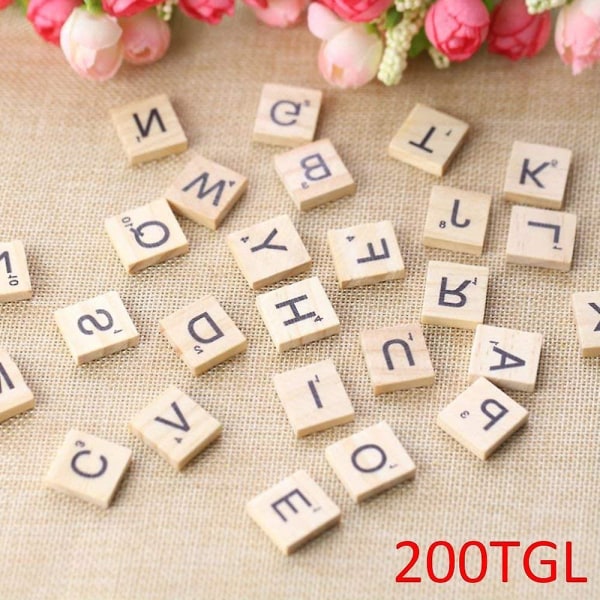 Scrabble-bokstaver i tre - 200 Scrabble-brikker - Bokstavspill