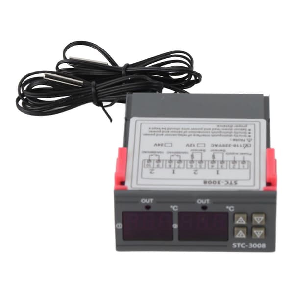 Dobbelt display dobbelt probe sensor temperatur termostat controller (110-220VAC)