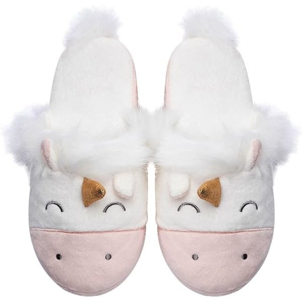 Bubbla Enhörning Djur Fleece Tofflor Bekväma Plysch Minnesskum Anti-Slip Hushållstofflor