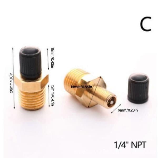 Mässing Schrader-ventil 1/4 NPT 1/8 NPT M10 Bil Däckventil Kärna Däck Kopparventil M10