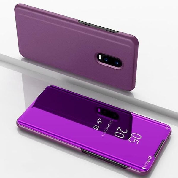 Telefonetui kompatibelt til OnePlus 6T 6,41" etui Cover Clear View Flip Case Stand Funktion-lilla