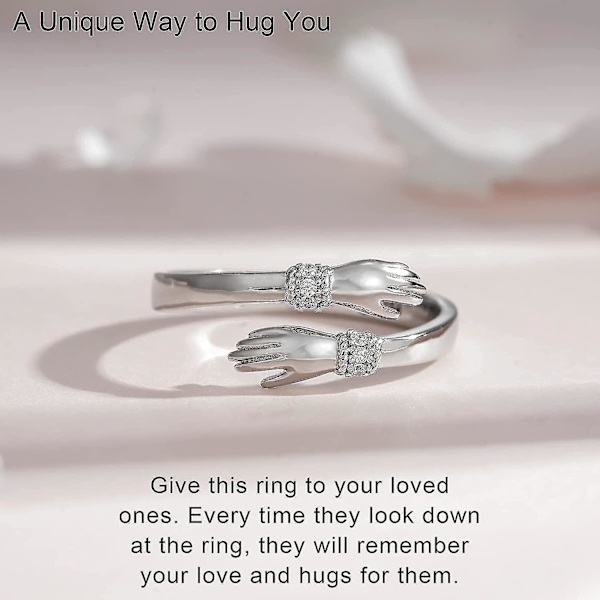 S925 Sterling Sølv Kram Ring Til Kvinder Teenagere Piger, Justerbar Ring Smykker Mors Dag Fødselsdagsgaver Til Døtre Mor Søster Kone Venner Bedstemor
