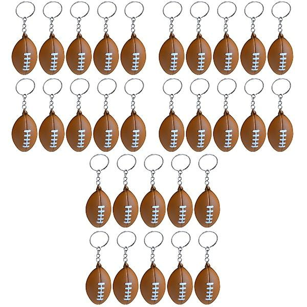 30 st amerikansk fotboll nyckelringar rugby PU nyckelring souvenirer hängen leksaker för barn (brun)