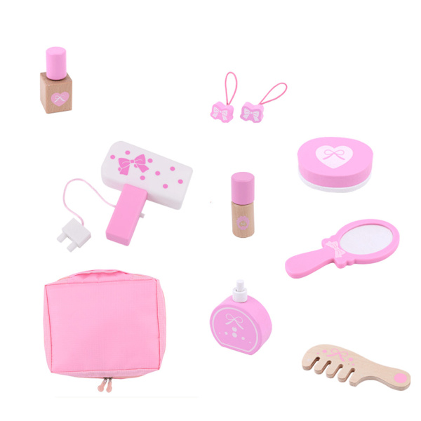 Barnens Trä Simulering Flicka Prinsessa Makeup Kosmetisk Väska Set Leksak