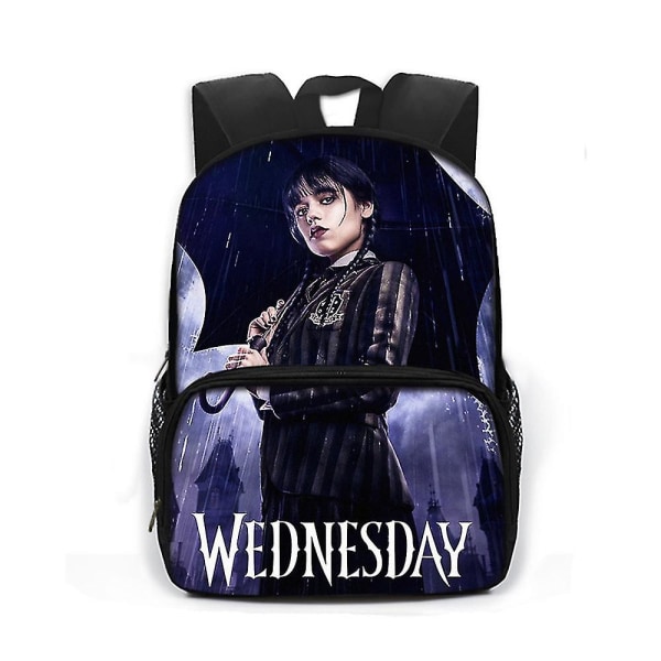 The Addams Family Wednesday Addams Theme Backpack Bekväm ryggsäck skolväska med tvåvägsdragkedja A