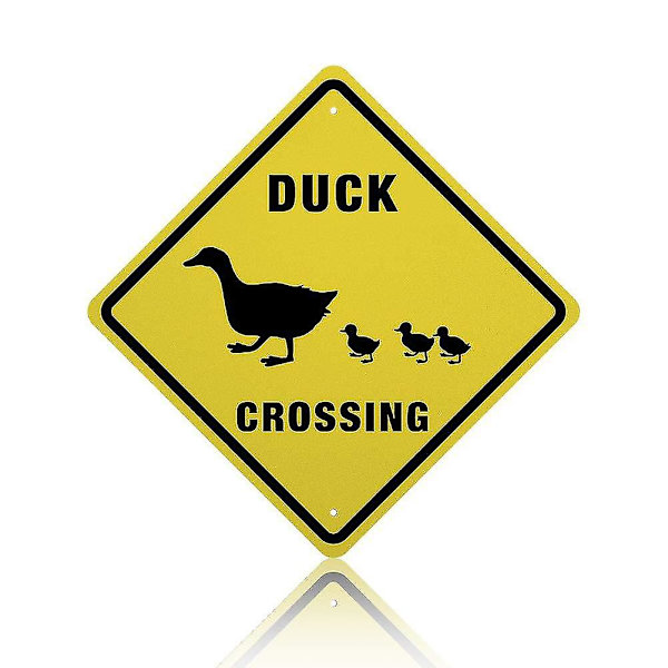 Wabjtamduck Kryssingsskilt 12\"x12\" Morsomt Nyhetsskilt i Metall Boks Skilt Gård Økologisk Landlig Hjemmedekor Veggskilt Egnet for Innendørs og Utendørs Gårdsskilt