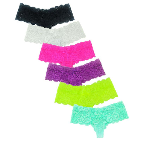 6-pack stringtrosor med spets - 6 färger! MultiColor MultiColor L
