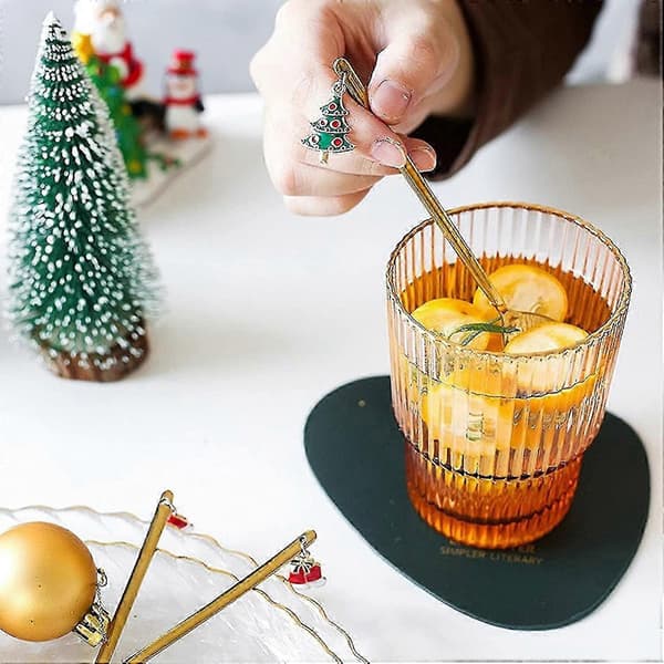 Julekaffeskeer 6-pak Rustfrit stål med festlige ornamenter