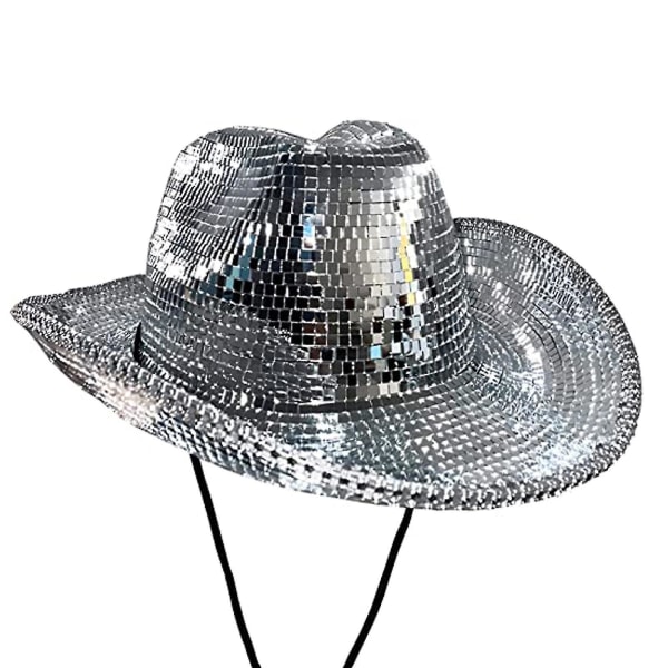 Disco Ball Cowboy Hat, Mirrored Ball Cowboy Hat, kvinner Sparkly Glitter Space Hat Best