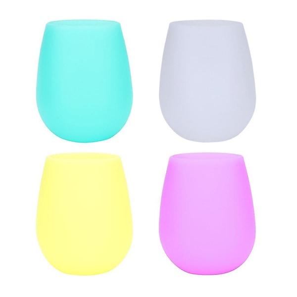 4-pack silikon, frysbart glas Återanvändbara splittersäkra tumblers för fester, picknick = /1 white-yellow-purple-green