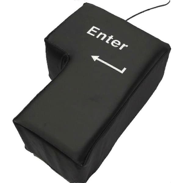 Stor Enter-knap USB Computer Skrivebordspude Kreativ Ventil Enter-tast Håndpude (Sort)