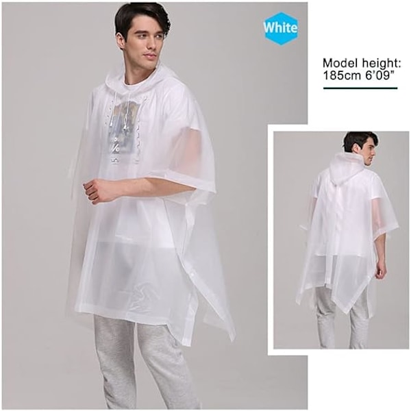 2-pack Regnponchos, EVA Portabla Vattentäta Ponchos för Vuxna, Återanvändbar Regnrock med Huva för Camping, Vandring, Resor, Nöjesparker, Festival Mac