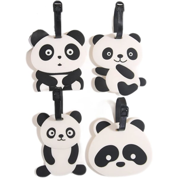 Bagagemærker 4 stk. Bagagemærker til kufferter Fleksible silikone Panda kuffertmærker med ID-navn Adresse
