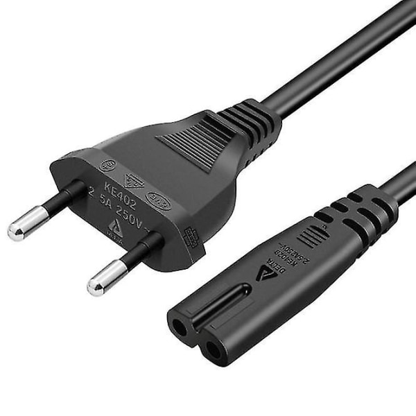 1,5 m strømkabel EU-plugg C7 Bipolar 2-kabel for Ps5 / Ps4 / Ps3 / Xbox Series X / S - Svart Z