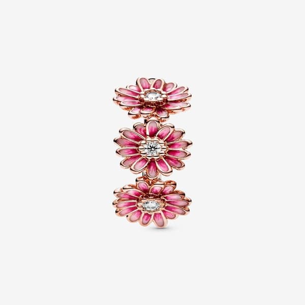 Pandora - Pink Daisy Flower Trio Ring - 14k rosaguld plating Circumference: 56mm