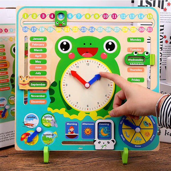 Träkalender Pedagogisk Väder Säsong Leksaker Klocka Tidig Inlärningsleksak