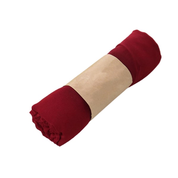 Farfi Etnisk stil Matchende ensfarvede bomuldslinned kvinder Blødt langt tørklæde sjal Wine Red
