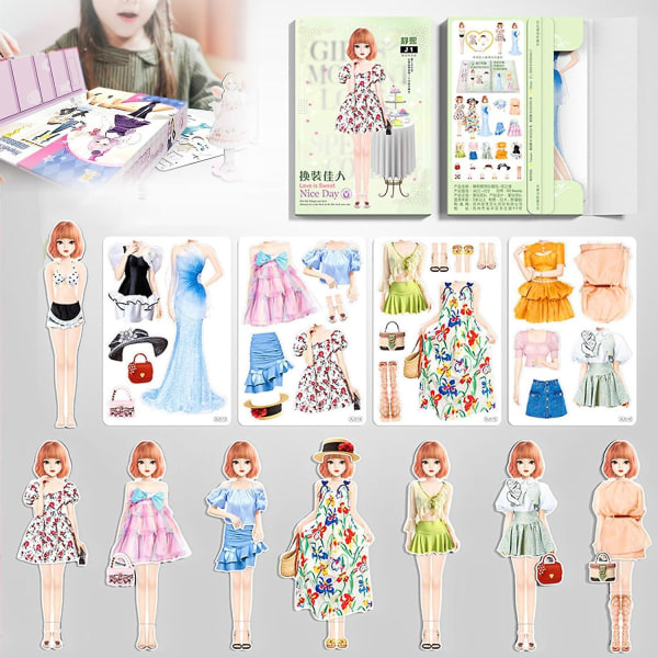 Magnetic Dress Up Baby, Magnetic Princess Dress Up Paper Doll Magnet Dress Up Games, låtsasresor Lekset Toy Dress Up Dolls For Girls Present Set F