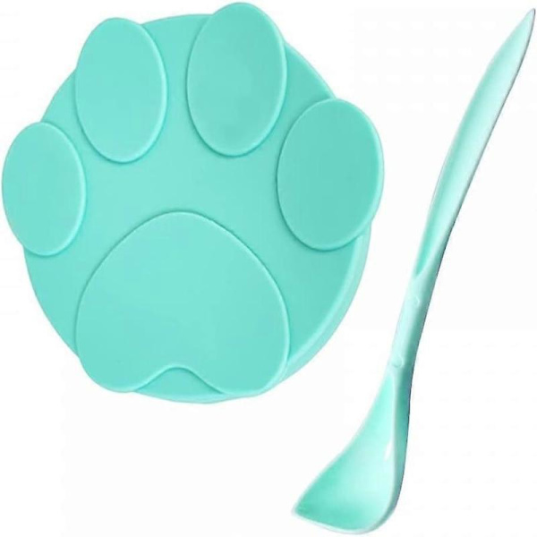 Låg til dåser med kæledyrsfoder, silikone dåseforsyninger til kæledyrsfoder med ske til 3 standardstørrelser hundekattefoderdåser Green