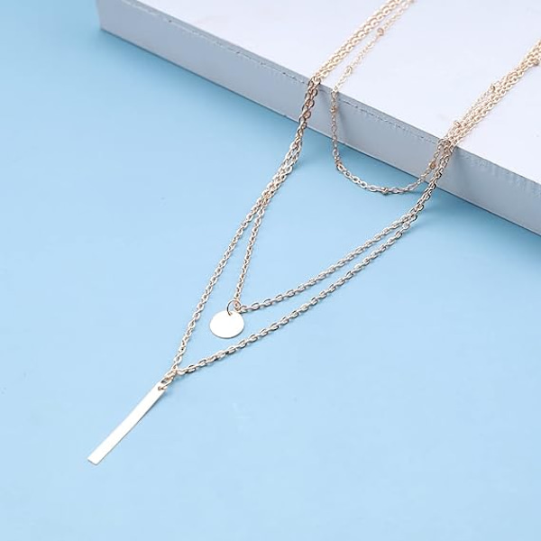 Flerskiktad barmyntkedja Sequin Choker Guld Disc Halsband Bar Hänge Multi-Layered Halsband Kedja Bröllop Smycken Långt Halsband