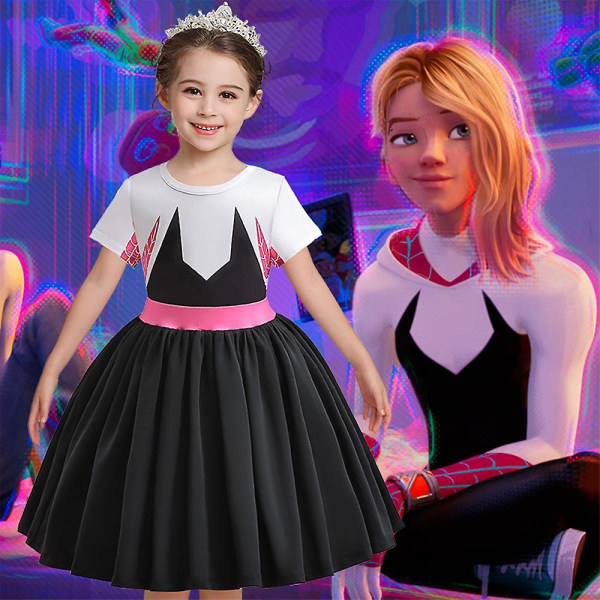 1-7-vuotiaat lapset tytöt cosplay hämähäkki Gwen mekko supersankari fancy mekko Halloween karnevaali naamiaiset juhlalahjat 3-4 Years