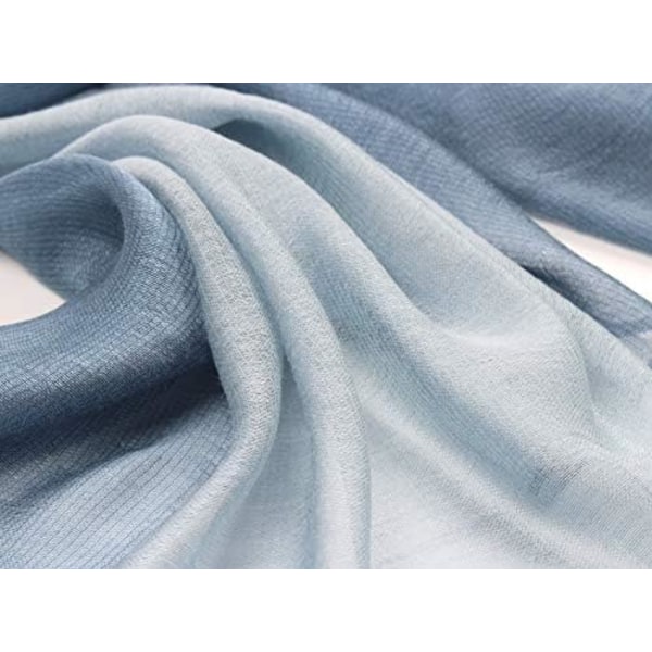 Sjal för kvinnor Bomullssjalar i siden Elegant Gradient Färg Lättviktig Mode för Vår Vinter Halsdukar Sjalomslag blue