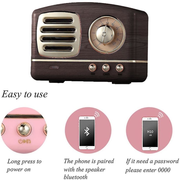 Bärbar Bluetooth Retro Högtalare, Trådlös Mini Vintage Högtalare