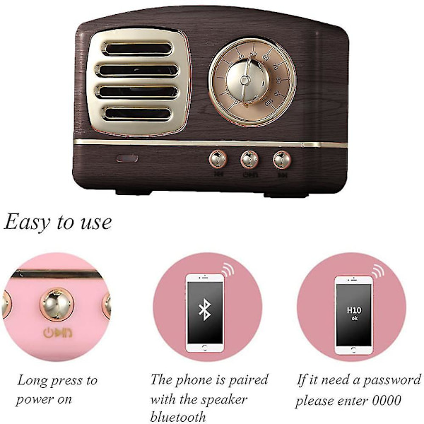 Kannettava Bluetooth-retrokaiutin, langaton minivintagekaiutin