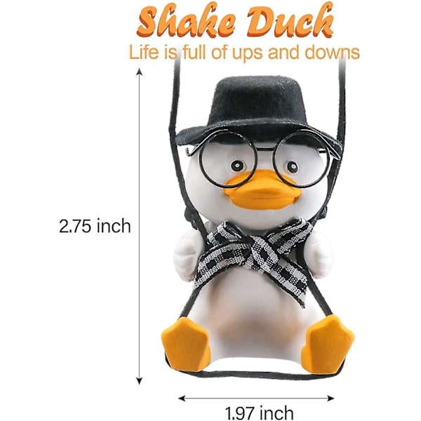 Søt Shake Duck Bilhengende Ornament Bil Bakre Speil Anheng, Gentleman Briller Duck