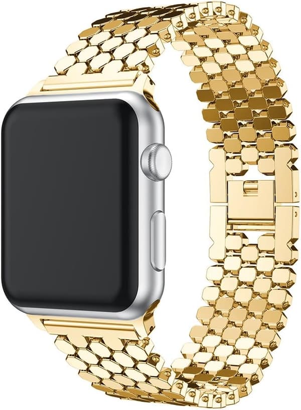 Guld - Rem til Apple Watch 38mm, Rustfrit stål iWatch Rem 8