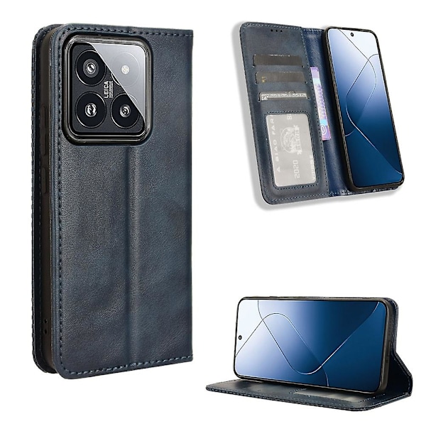 För Xiaomi 14 Fodral Magnetisk Automatisk Stängning Retro Läder Telefonfodral