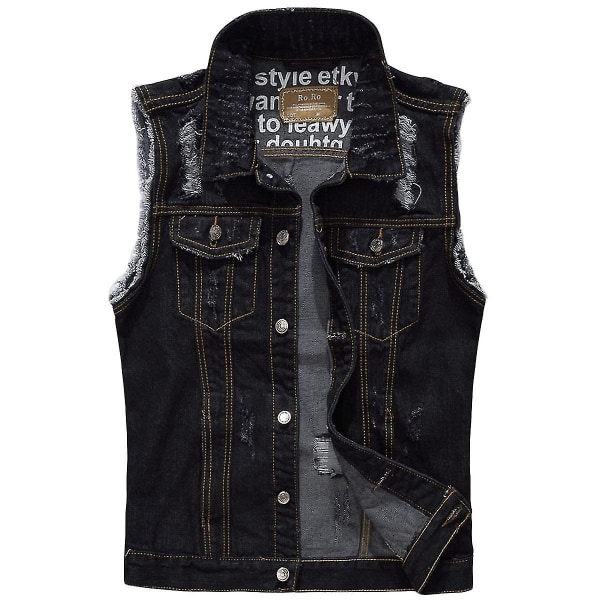 Herre Casual Four Seasons Rock Ærmeløs Denim Jakke M