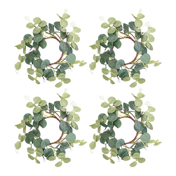 4 stk. Lyseringe til søjler Eucalyptus Krans Lyseringe Bryllupsfest Lyseringe