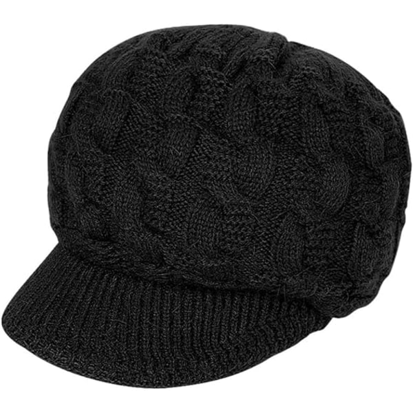 Naisten talvinen neulottu hattu lämmin kaksinkertainen kerros baretti rento beanie neulottu hattu