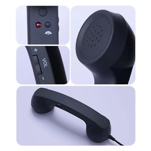 USB-C Retro Handset for Mobile Phones - Plug & Play Receiver Radiation-Proof Comfortable Calls for iPhone & Android Black