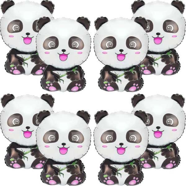 8 stk Pandaballonger Tegneserie Pandaformede folieballonger Zoo Dyreballonger Panda Festutstyr Gratulerer med dagen Pandaballonger for barn Jungle Anim
