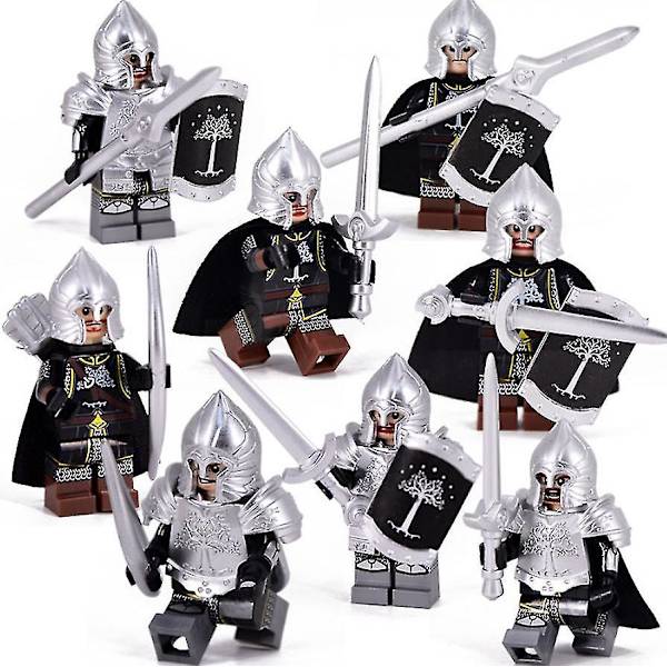 Kvalitets Høj Herre af Ringene Gondor Soldat Tung Rustning Soldat Midgård Era Byggeklodser
