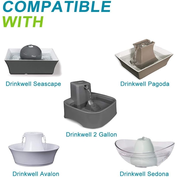 Udskiftning af kulfiltre til PetSafe Drinkwell Avalon, Pagoda, 2 Gallon, Sedona og Seascape springvand, 8-pak springvandfiltre