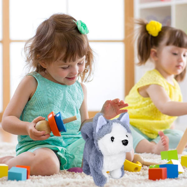 Plysj Teddy Toy Valp Elektronisk Interaktiv Kjæledyr Hund - Gåing, Bjeffing, Halevift, Strekking Ledsagerdyr For Barn