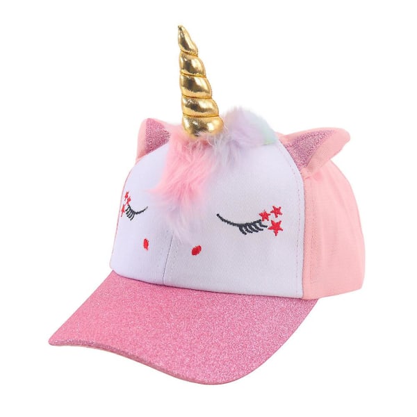 Barn Flickor Söta Enhörningsformade Baseballkeps Mössa Peaked Cap Pink