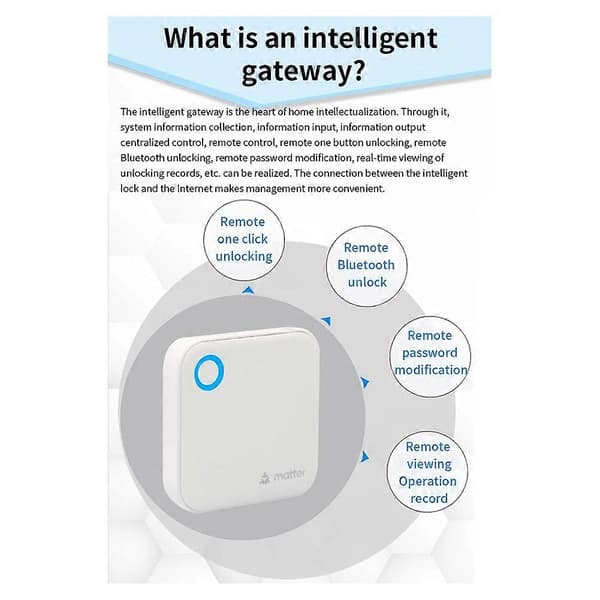 TTLOCK G6 Smart Matter Gateway Fjernkontroll Lås opp Bluetooth til Wifi-ruter for hjemmesikkerhet