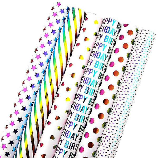 6 st presentpapper, färgat presentpapper
